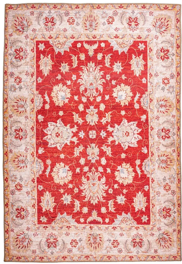 Padiro elegant laagpolig vloerkleed 230 x 330 cm - bordeaux - oosters vintage patroon - voor vloerverwarming - van polyester en katoen rood