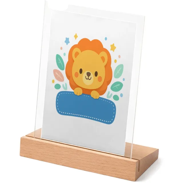 Mr Cadeautjes Glasframe met vaste tekst - design Een afgerond, vriendelijk dierportret met kleine decoratieve | cadeau Wit