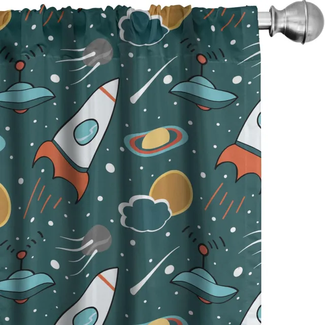 ABAKUHAUS ruimteschipgordijnen – 2x75x175 cm – microvezel, veelkleurig Meerkleurig