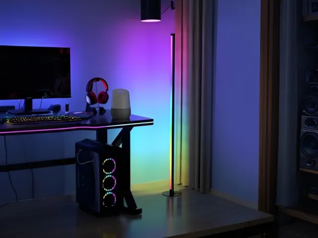 Glowinh.com Glowinh - Vloerlamp - Vloerlampen - Floorlamp RGB - LED Vloerlamp - Staande Vloerlamp - Slimme Vloerlamp - Vloerlamp RGB - Hoeklamp - Sfeerverlichting - Smart Lamp - Gaming Lamp 135CM - Wifi - App - Dimbaar - Tuya/Smartlife Zwart 135 CM