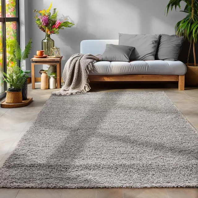 Muratap Basic Shaggy vloerkleed Lichtgrijs Hoogpolig- 140x200 CM Licht grijs