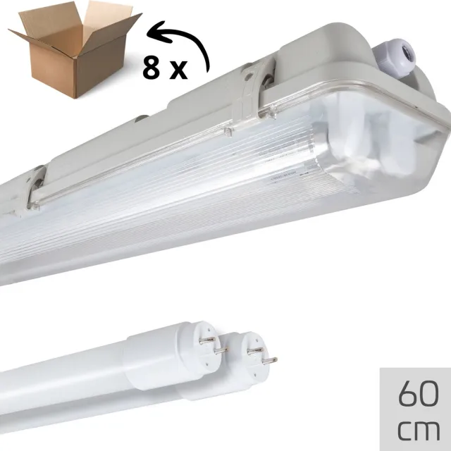 Proventa TL LED lampen dubbel 60 cm - 8 armaturen en 16 LED buizen - IP65 - 2160 lm - 8PACK Wit