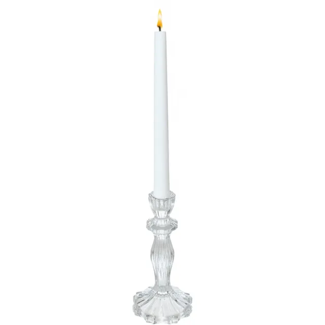 Feeric lights & Christmas Decoration kaarsen kandelaar Decoglass - voor dinerkaarsen - glas - transparant - 10 x 20 cm