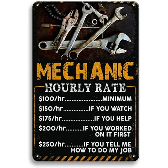 Signs-USA Auto - Garage Sign - metaal - Mechanic pricelist - 20 x 30 cm Multi colour