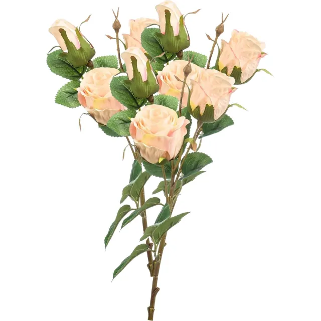 Emerald Kunstbloem Roos tak - 3x - 44 cm - licht roze - Kunst zijdebloemen Lichtroze
