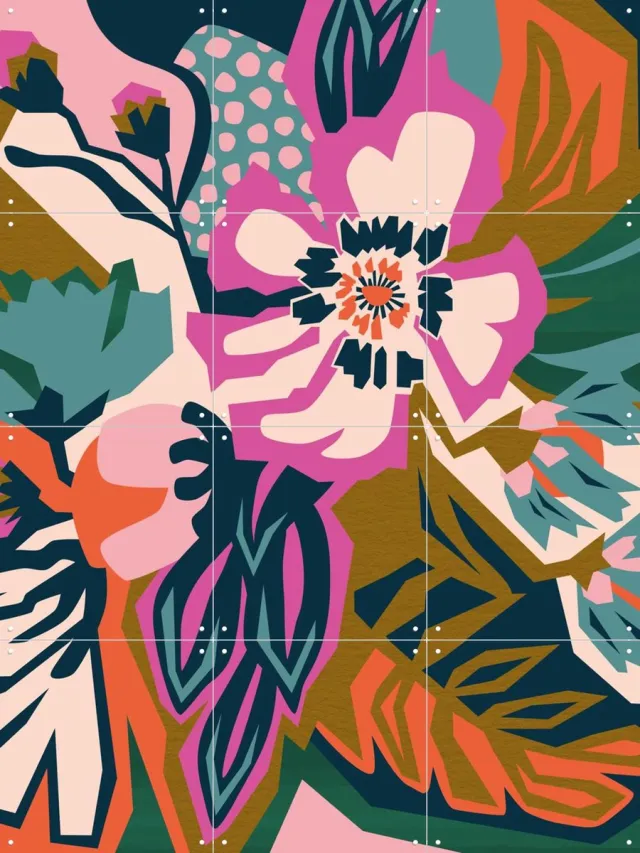 IXXI What a Coincidence, Megan Gallagher - 60 x 80 cm - Grote wanddecoratie en posters - Abstract, Grafisch Ontwerp, Speels, Kleurrijk, Illustraties Blauw / Oranje / Roze / Warme kleuren