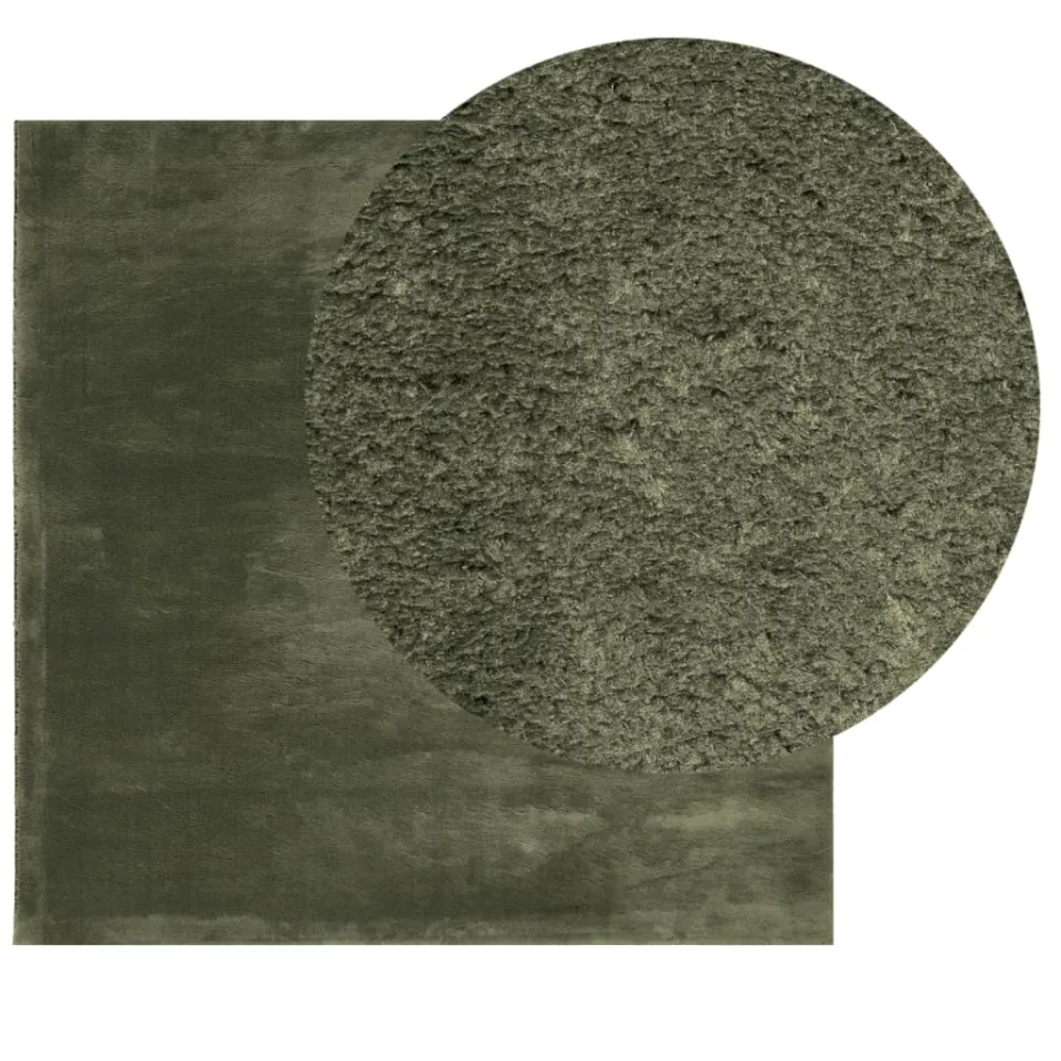 vidaXL Rug HUARTE Green 160 x 160 cm 100% Polyester Plat Wasbaar Groen