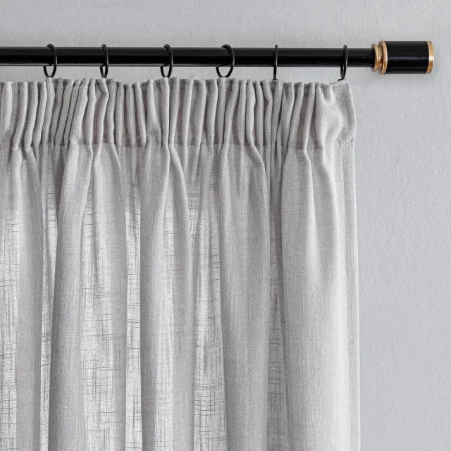 Unyqoos ® Gordijnset in Linnenlook voor Woonkamer met Plooiband en Halftransparante Stof, Set van 2, Lichtgrijs