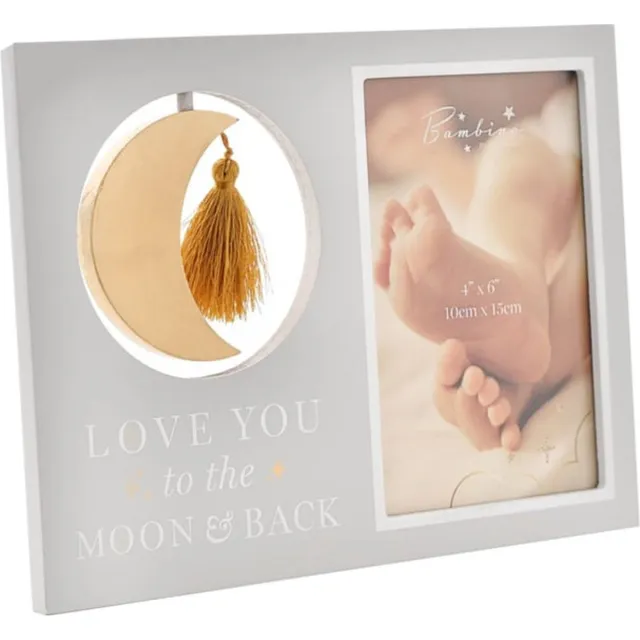 Widdop & Co Bambino Fotolijst met hanger 'Love you to the moon & back' Grijs