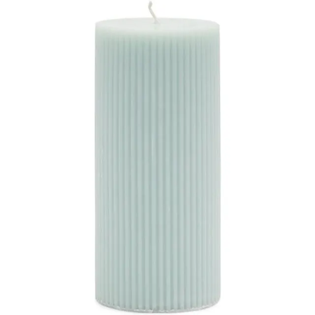 Riviera Maison Rivièra Maison Pillar Candle Rib blue 7x15 set van 4 Licht blauw