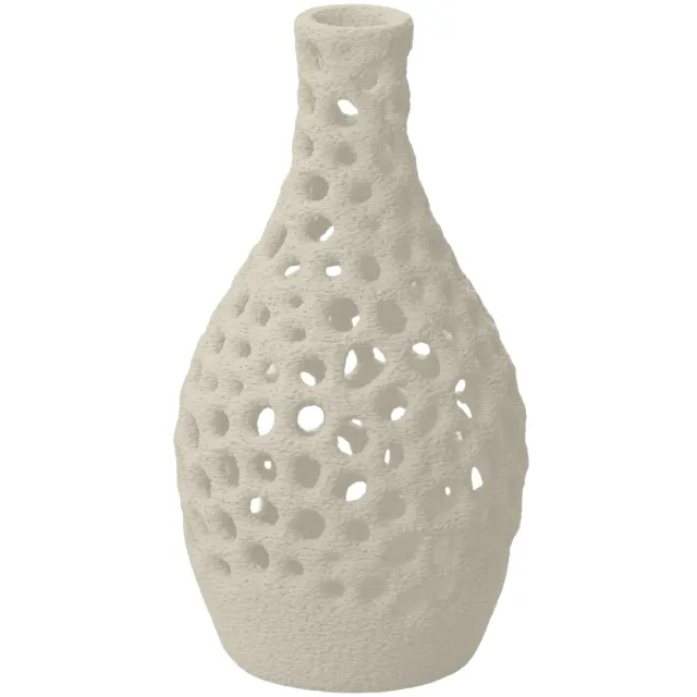 Layvo CELSO Vaas - Crème - D14 x H25 cm - droogbloemen vaas - organische vaas - gerecycled plastic