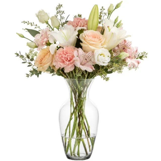 Natural Living Bloemenvaas Camellia - trompet vaas model - transparant glas - 28 x 42 cm