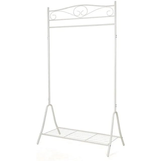 Unyqoos Kledingrek van 173 cm hoog met metalen frame en schoenenplank voor optimale opbergruimte Crème wit