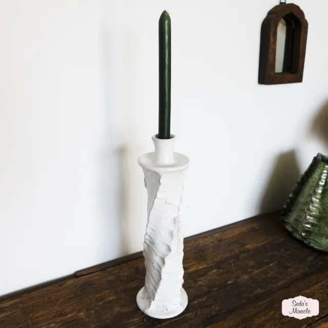 Seda's Miracle Marokkaanse Tamegroute Toussy kandelaar, wit, medium