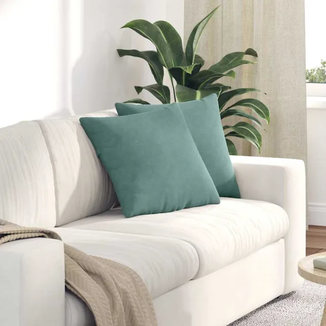 vidaXL Sofa Kussens 2 st fluweel Zeegroen 45 x 45 cm