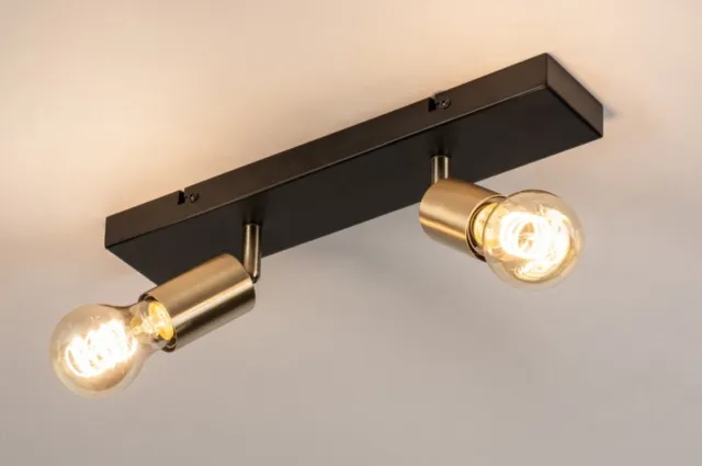 Lumidora Plafondlamp 74479 - Plafonniere - DAFNE - 2 Lichts - E27 - Zwart - Goud - Messing (kleur) - Metaal