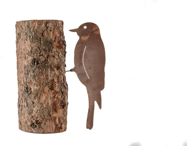 Iron Art wanddecoratie - ecoroest - schroeffiguur - schroefvogel - cortenstaal - tuin - boom - hek - specht