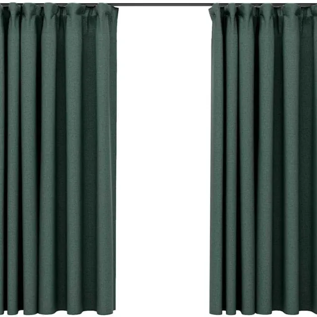 Famanu Gordijn Linnen Look Verduisterend met Haken Raam Gordijnen Raambekleding Raamdecoratie Zonwering Vitrage Jaloezie cm Groen