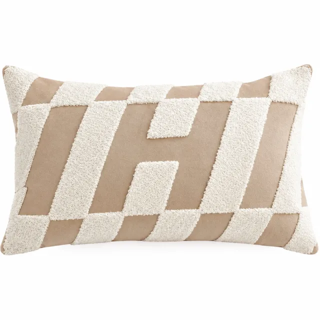 ilgi collection Gevuld sierkussenhoes met geometrisch reliëf – Beige/Crème – 30 x 50 cm - Zonder vulling