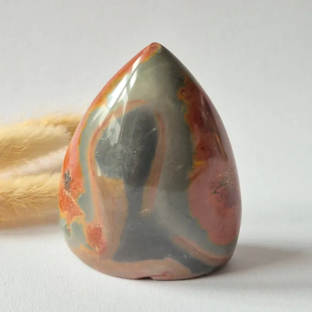 Moonlight Gemstones Ocean Jasper Polychroom Edelsteen Flame 253g – Rood Oranje Uniek Patroon Meerkleurig