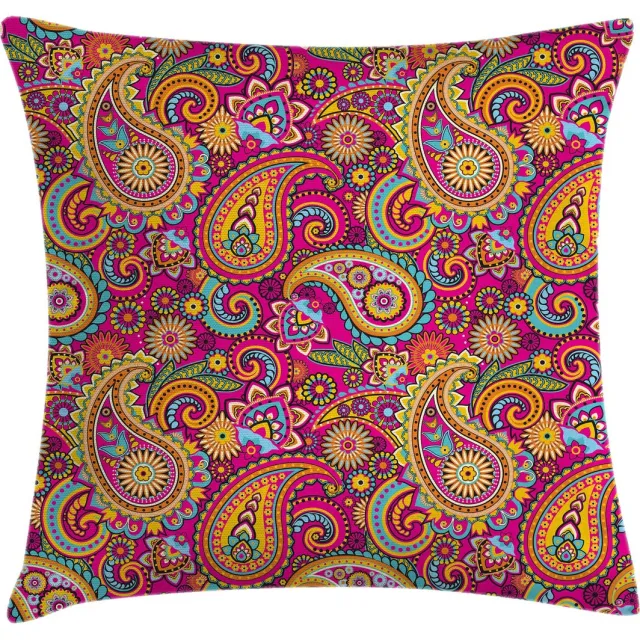 New Bed Kleurrijk Paisley Oosters Decoratieve Kussenhoes met Rits Dubbelzijdige Print voor Woonkamer Upgrade, 46cm x 46cm Multicolor