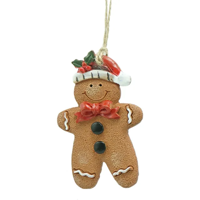 Clayre & Eef Kersthanger Gingerbread man 6x1x8 cm Bruin Polyresin