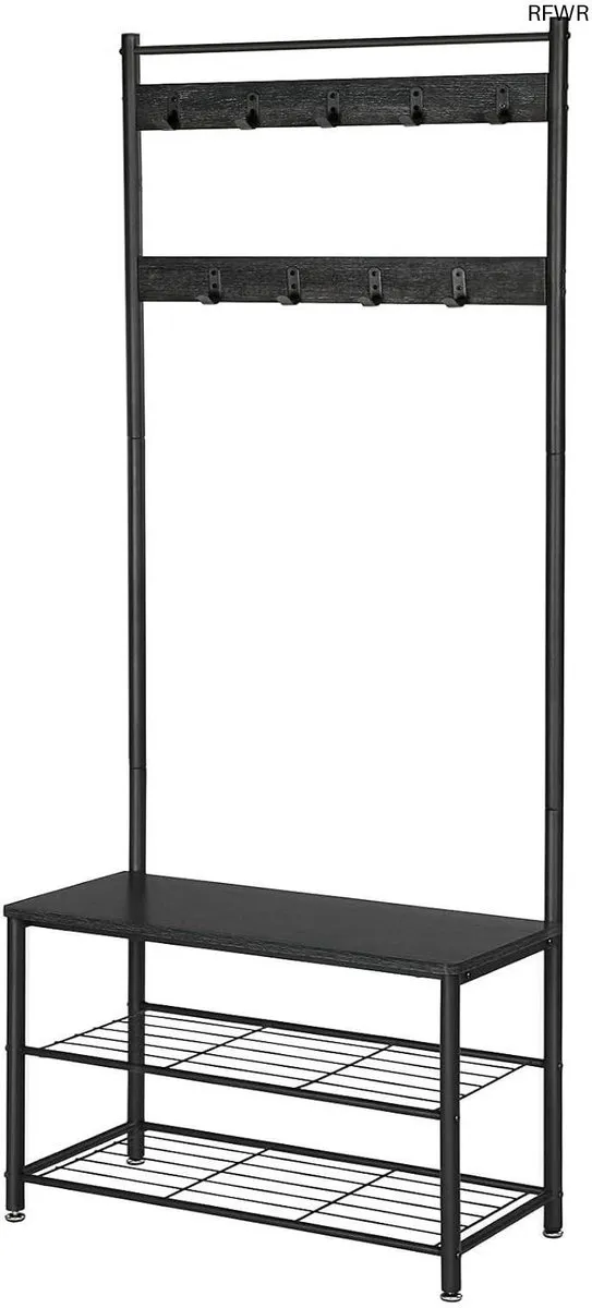 RFWR Stijlvolle Kapstok met Schoenenrek - Ruimtebesparend en Functioneel - 70x32x175cm - Donkergrijs