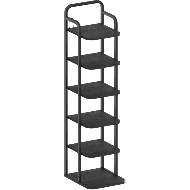 PRIMO HOME Prime Home - Schoenenrek - Schoenentoren - Schoenenplanken - Vrijstaand - Met 2 haken - 6 laags - 26,4 x 30 x 101cm - Zwart