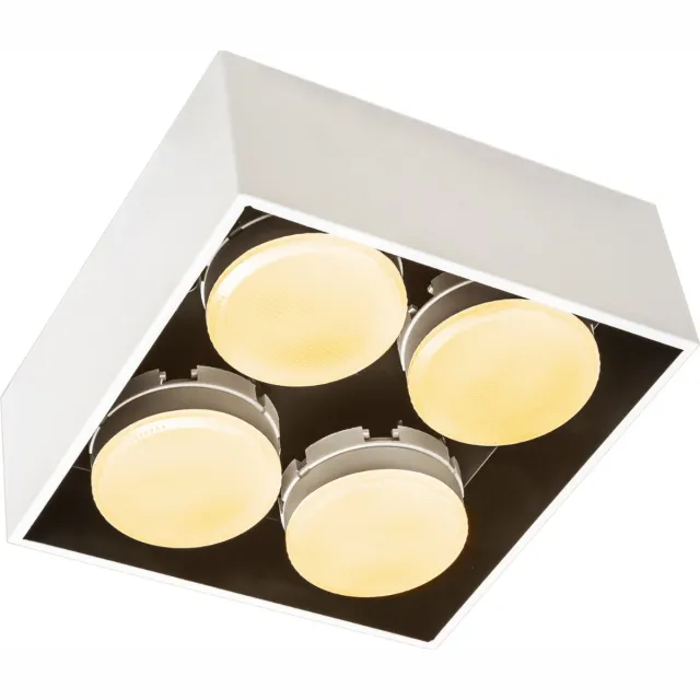 LED's light by Shada Cube Plafondlamp met 4 lichtpunten - Draaibaar licht - Staal - 20 x 20 cm - GX53 - Wit - Plafonniere - Plafonnieres - Plafoniere slaapkamer - Plafondlampen - Badkamerlamp - Plafond lamp