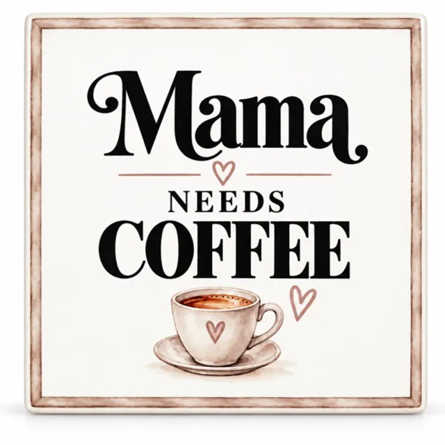 Snoes Tegeltje Mama Needs Coffee 10x10 cm – Cadeautje voor Mama – Koffieliefhebber – Decoratie voor Keuken