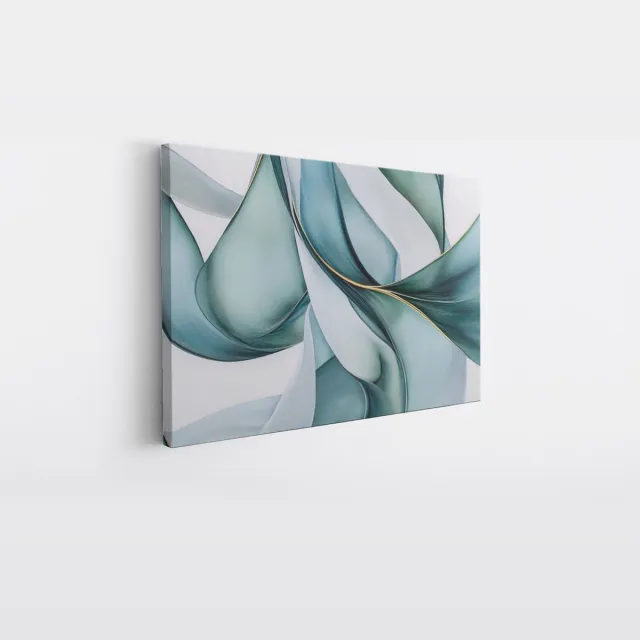 Saammp Canvas Schilderij - Turqoise wanddecoratie- Abstract - Blokken - 40x30 - Foto op canvas - Wanddecoratie - Muurdecoratie Woonkamer - Kantoor Decoratie Multicolor