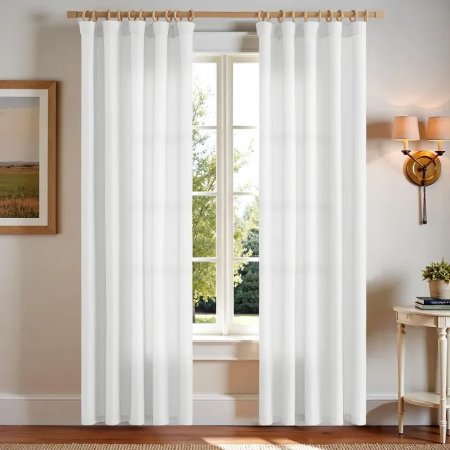 Unyqoos Elegante witte gordijnen met plooiband en linnenlook voor elke kamer