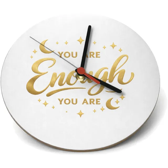 Mr Cadeautjes Klok rond Ø 19 - design Minimalistische affirmatie met sterren en zachte glansaccent | cadeau Wit