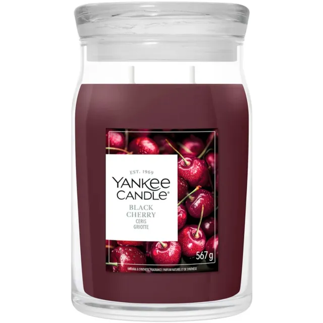 Yankee Candle Black Cherry Large Jar Geurkaars - 90 branduren - twee lonten Rood