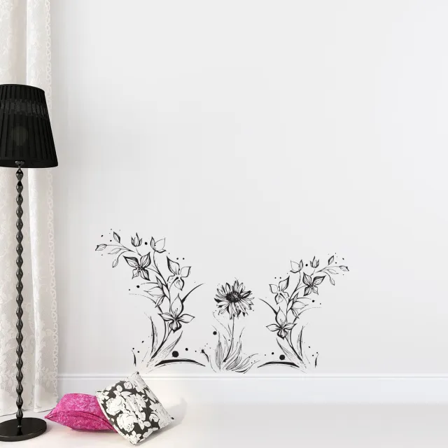 Ambiance Sticker Muurstickers - Artistieke Bloemen - zelfklevende achtergrond met transparante achtergrond - 80x110cm Multi color