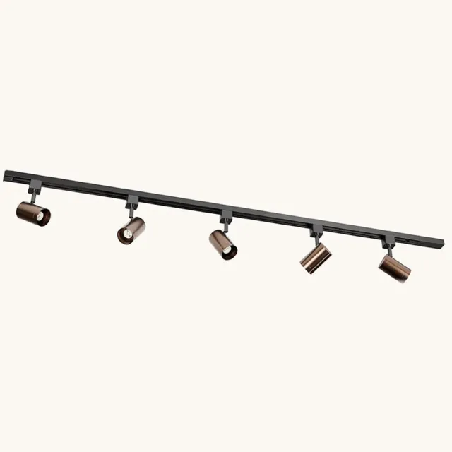 LUSENZ Railverlichting Pakket - Recht - 1,5 m rail - 5 railspots - Brons -Excl. Lichtbron - IP20 - Modulair - 230V - Beloria zwart / brons