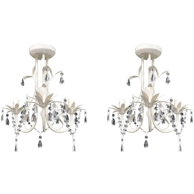 vidaXL Kroonluchters kristal 2 st elegant wit