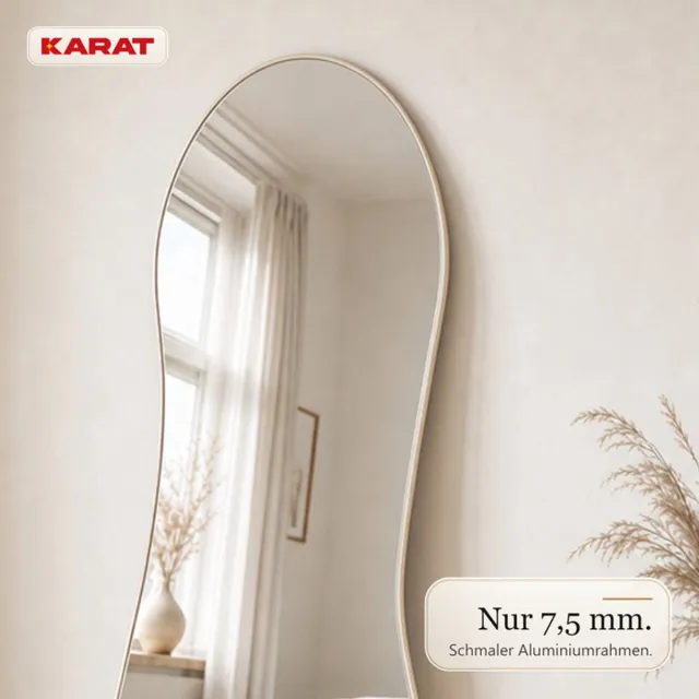 Floordirekt Passpiegel Mila – Organische wandspiegel met crèmewit aluminium frame – 65 × 150 cm