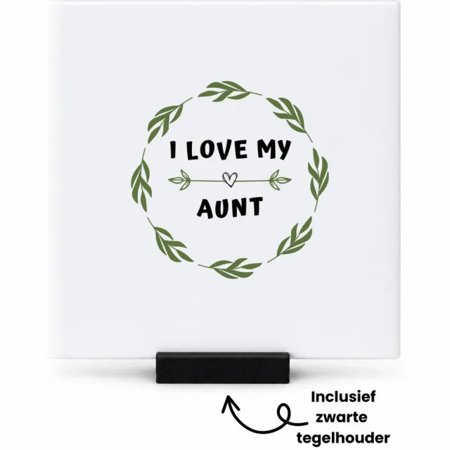 Hacebo I love my aunt tegeltje met tegelhouder - Tante - liefste tante - tegeltjes met tekst - verjaardag - cadeautje voor tante - tante artikelen - kado - geschenk - spreuktegels - 10.8x10.8 CM Wit