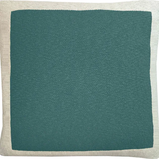 Malagoon Solid knitted poster cushion pine green Groen, Offwhite