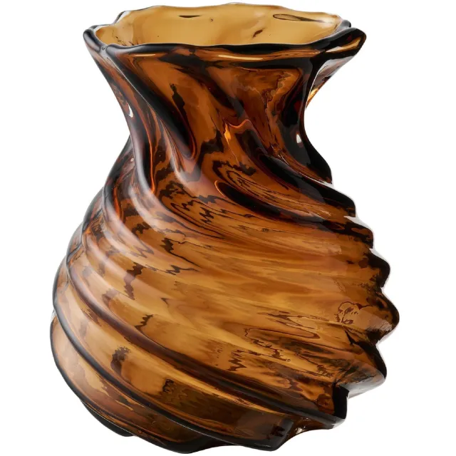 Nest of Nora Vaas mondgeblazen glas Ø16x18.5 cm - Smoked Brown Donkerbruin