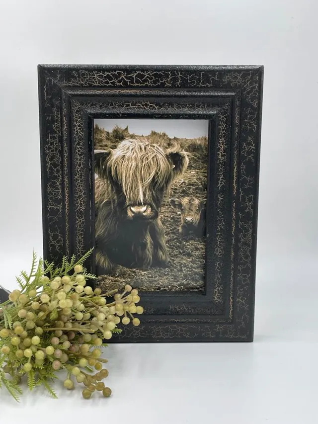 Home Sweet Home Fotolijst craquelé zwart bruin Schotse Hooglander |121198 | Home Sweet Home | Stoer & Sober Landelijke Woonstijl Craquelé Zwart | Bruin