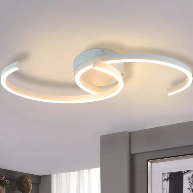 NETTLIFE Plafondlamp LED - Wit - 60cm - 3000K Warm Wit Licht - Metaal - 24W - Moderne Keukenverlichting - voor Woonkamer | Slaapkamer | Gang