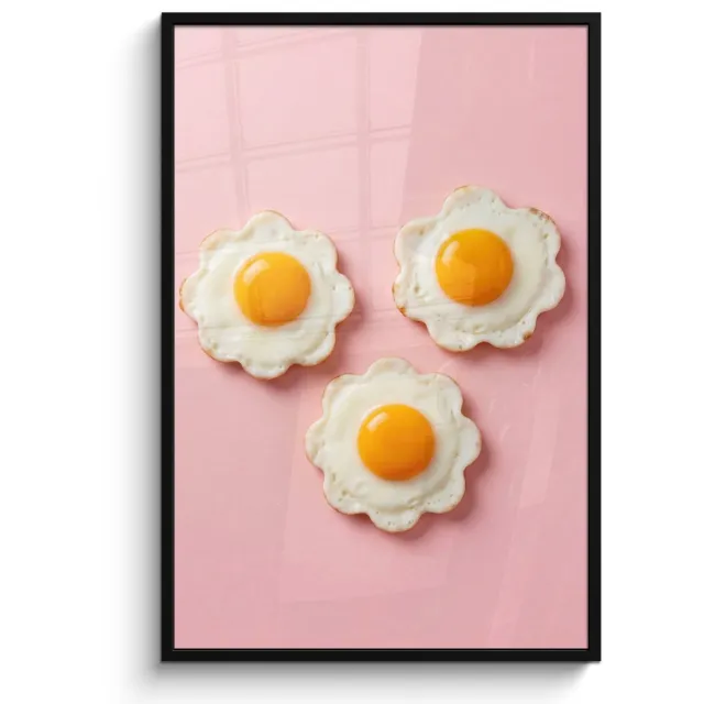 FrameYourWall Poster in lijst - Fotolijst 80x120 cm - Posters - Eieren - Bloem - Roze - Posterlijst zwart - Decoratie - Wanddecoratie woonkamer - Muurdecoratie slaapkamer