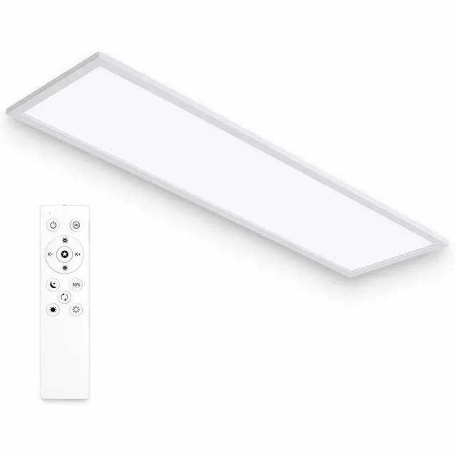 Oraymin LED Plafonnière - Dimbare Plafondlamp met Afstandsbediening - Ultraplat Paneel - 3000K-6500K - 120x30 cm - Wit