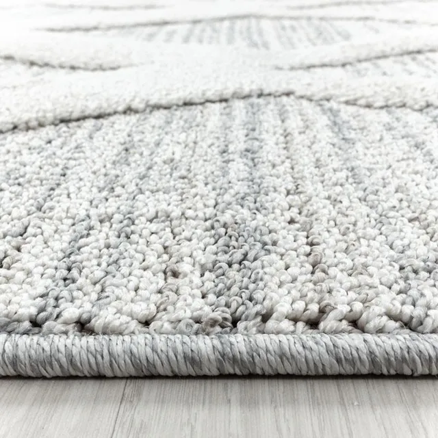 Ayyildiz Hoogpolig vloerkleed, boho-design, grijs, woonkamerkleed, jute achterkant, afmeting: 80 cm rond