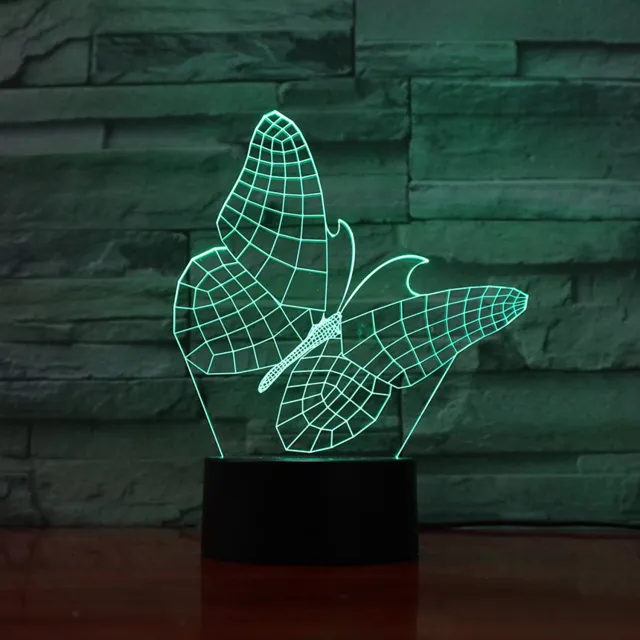 MC Living 3D Led Lamp Met Gravering - RGB 7 Kleuren - Vlinder