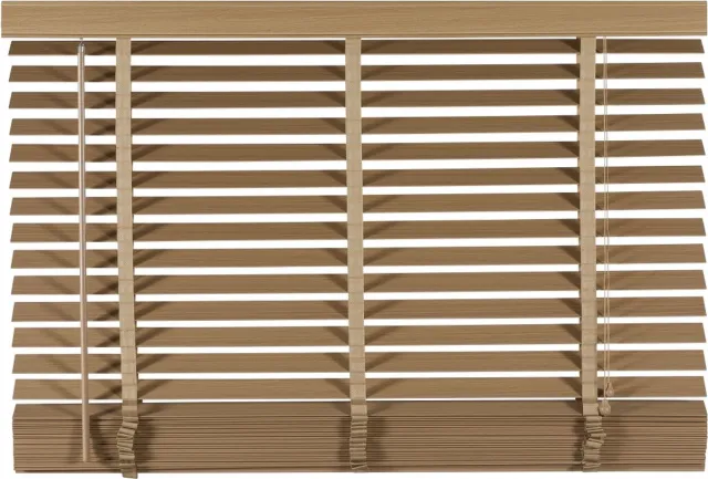 Woonexpress Houten Jaloezie Naturel - 140x180 cm (BxH) - Raamdecoratie - Lamelbreedte 50 mm - inc. Bedieningskoord en Draaistang - Eenvoudig op maat maken en monteren Hout - Naturel