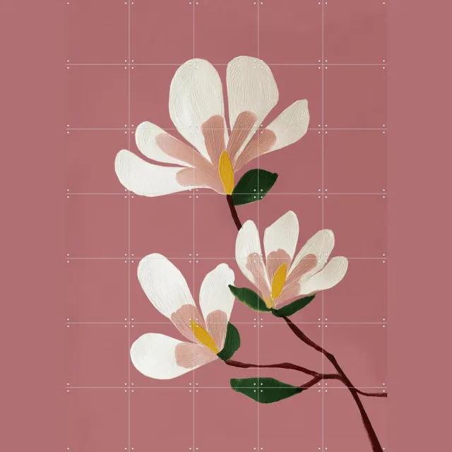 IXXI Pink Magnolia Flowers, Branka Kodžoman - 100 x 140 cm - Grote wanddecoratie en posters - Schilderijen, Modern, Eetkamer, Woonkamer, Slaapkamer Roze