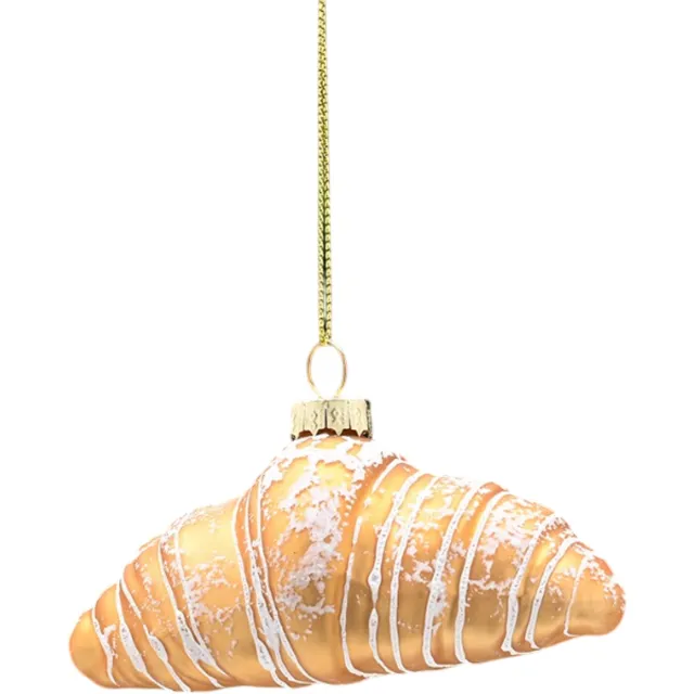 Something Different Sfeervolle Croissant Glazen Kersthangdecoratie - Schattige Kerstbal in de Vorm van een Croissant Geel